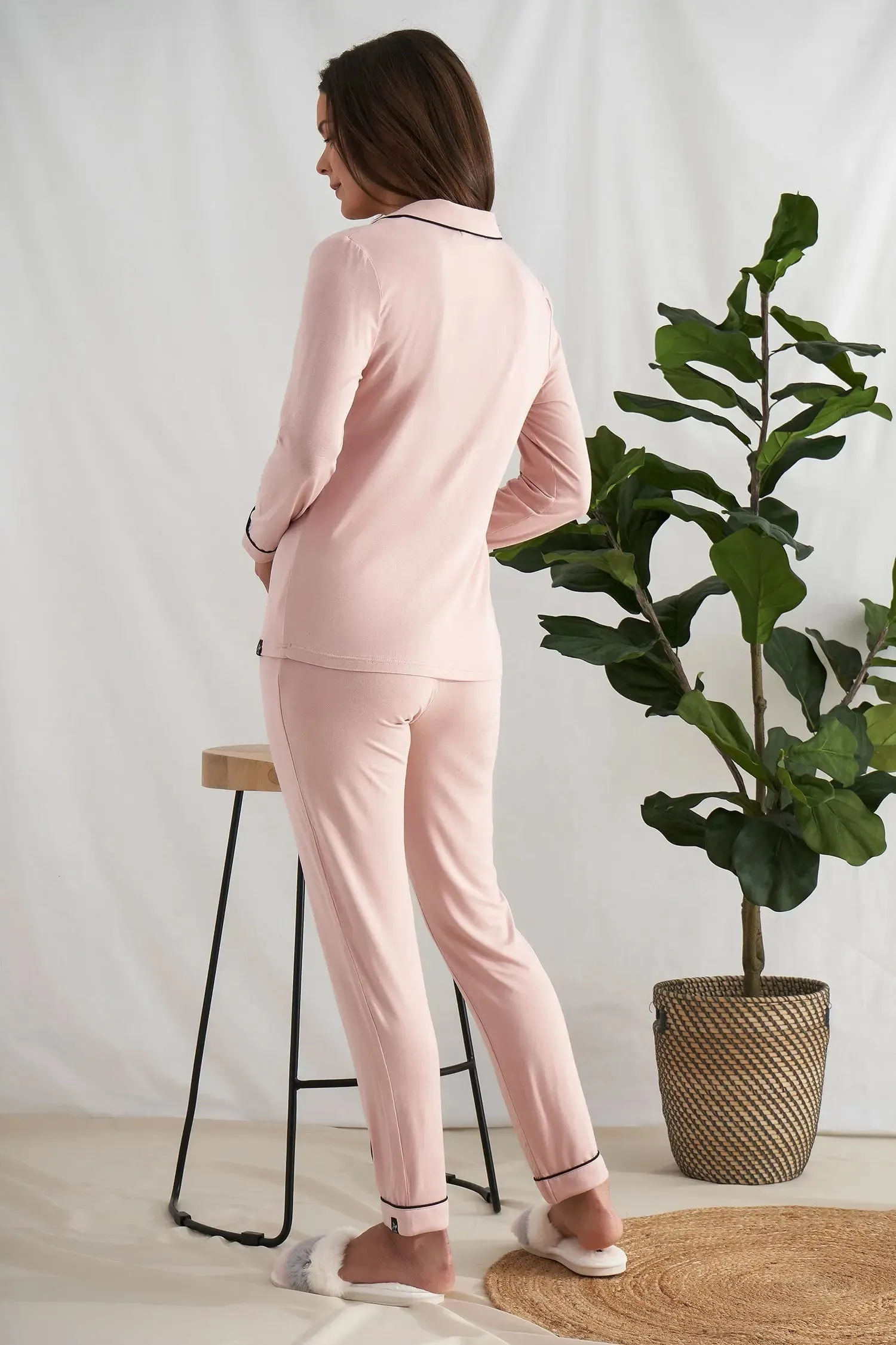 Pink Bamboo Pyjama Trouser Set