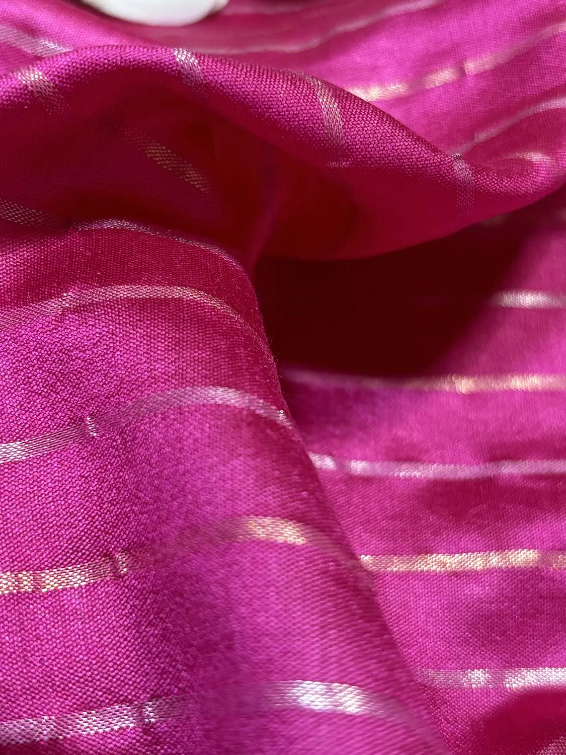 Pink Banarasi Handloom Chiniya Silk Stripes Design Fabric ( 2.5 Mtr )
