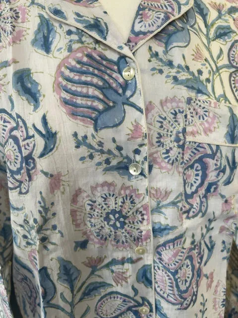 Pyjamas, cotton nightwear, floral print ladies Pyjamas, handmade cotton pyjamas with pockets