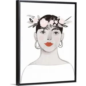 "Blossom Crown III" Black Float Frame Canvas Art