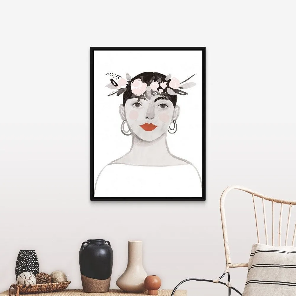 "Blossom Crown III" Black Float Frame Canvas Art