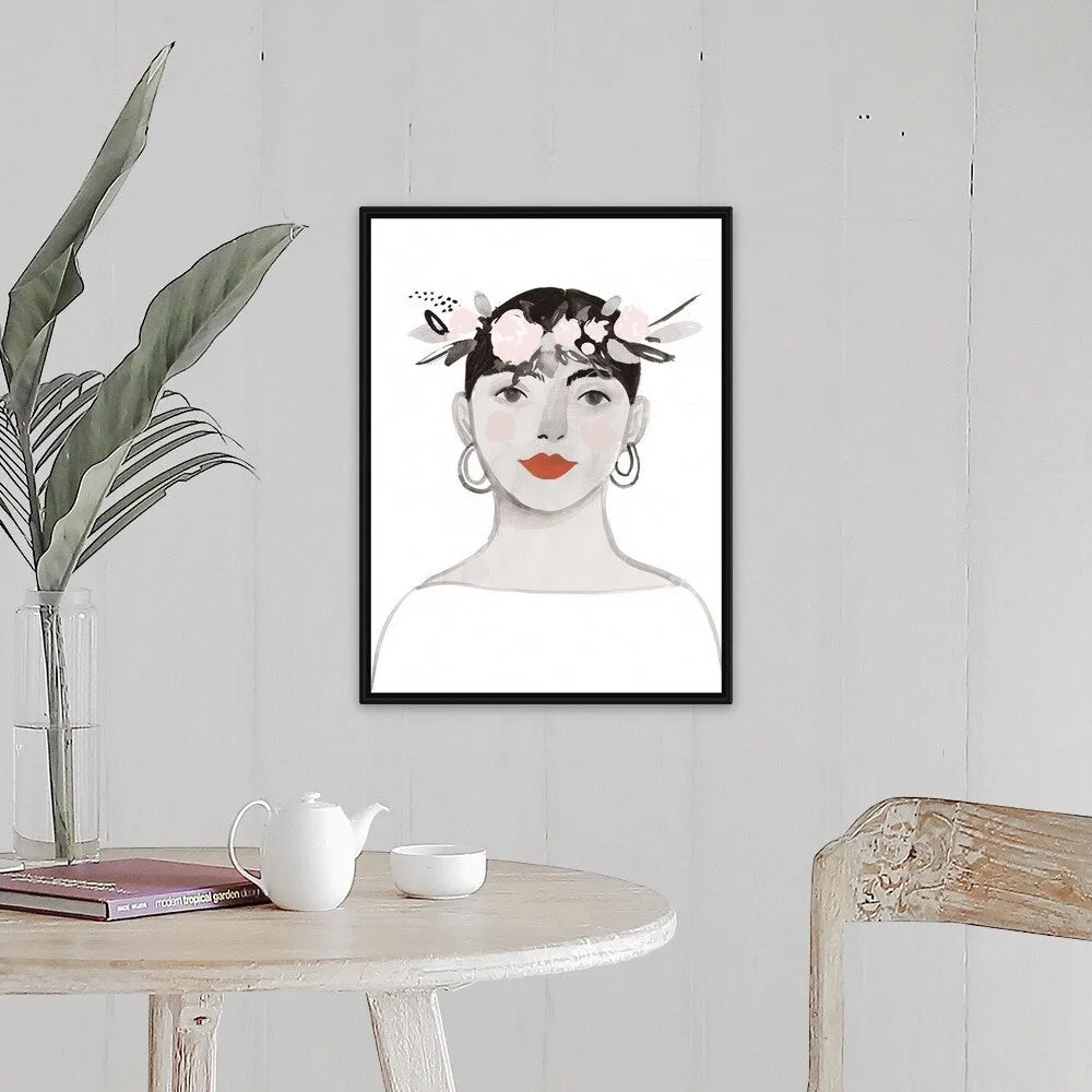 "Blossom Crown III" Black Float Frame Canvas Art