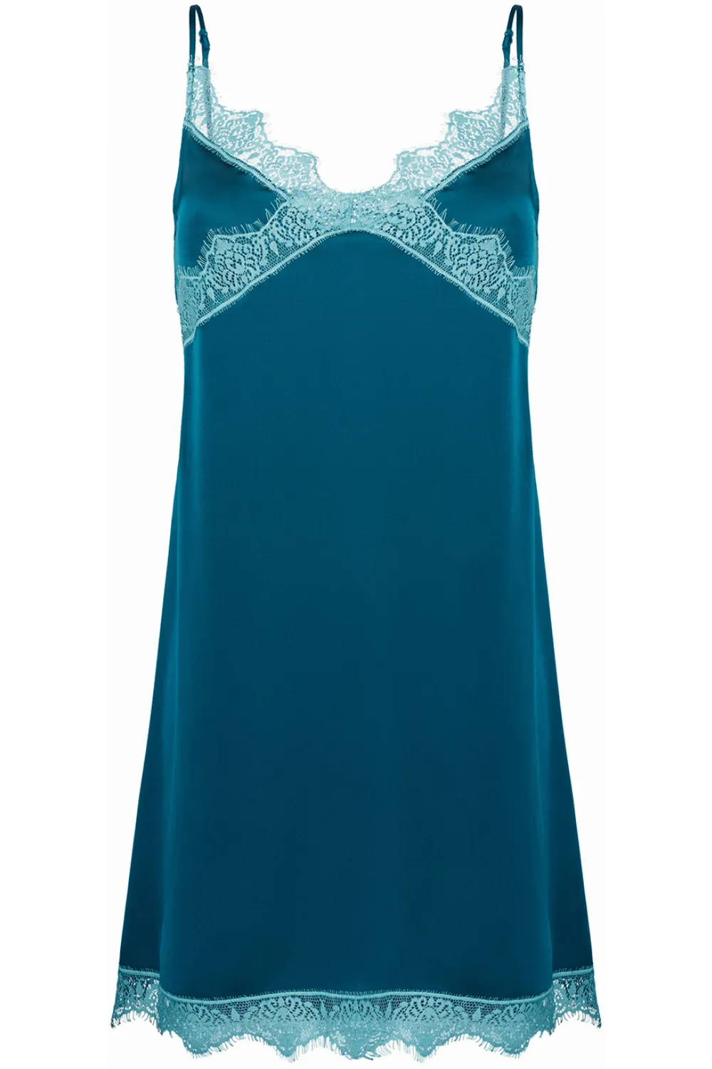 Satin Secrets Nightdress Cyan Blue