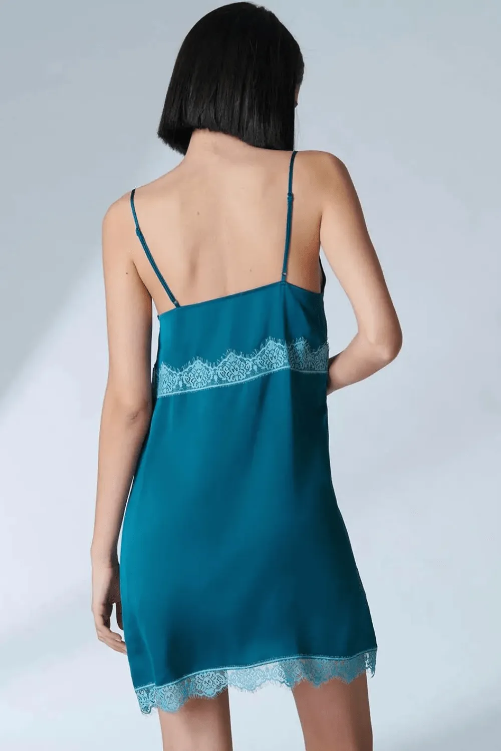 Satin Secrets Nightdress Cyan Blue