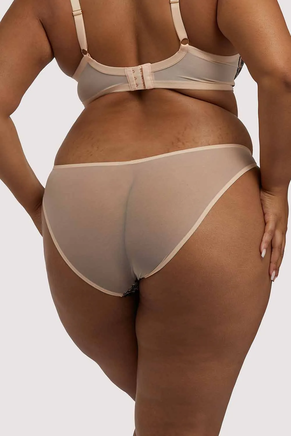 Skull & Roses Embroidery Peach Brief