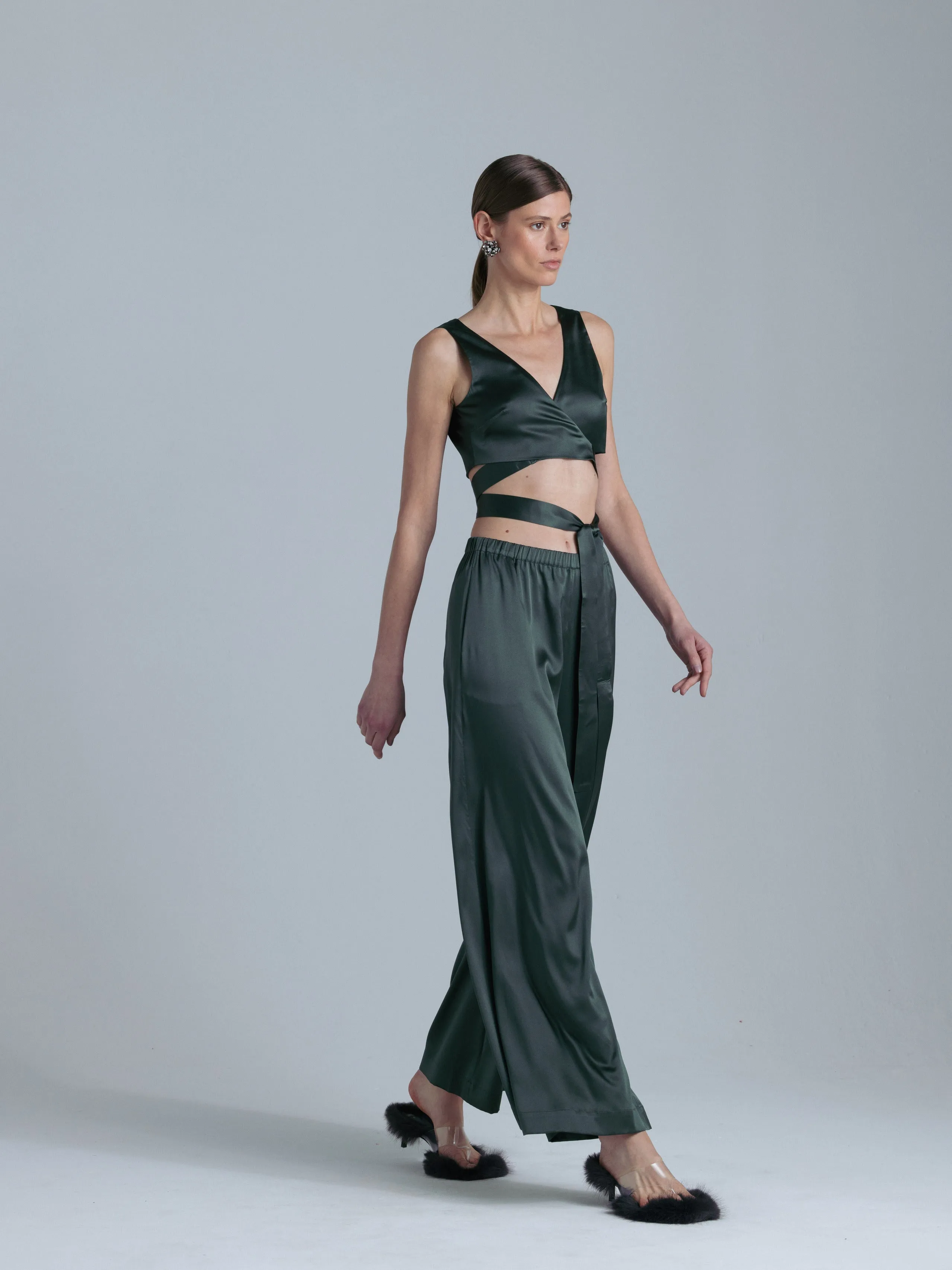 Sleeveless Silk Top 'Persephone' in Rich Green