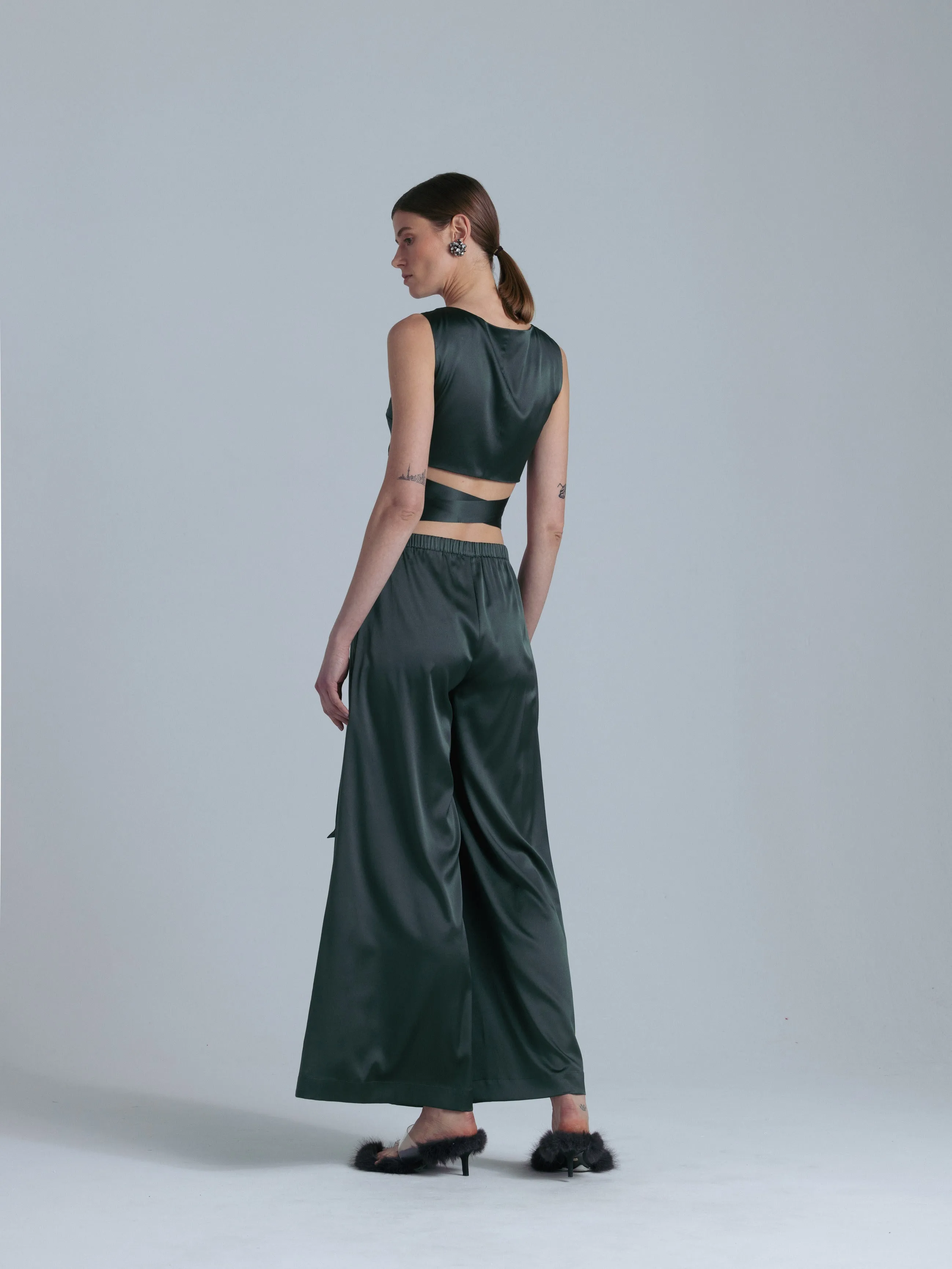Sleeveless Silk Top 'Persephone' in Rich Green