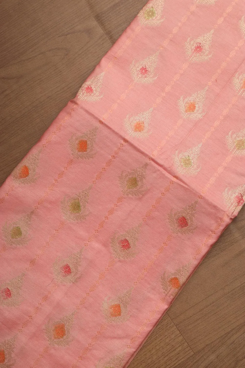 Stunning Pink Banarasi Chanderi Silk Brush Dye Three Piece Unstitched Suit Set