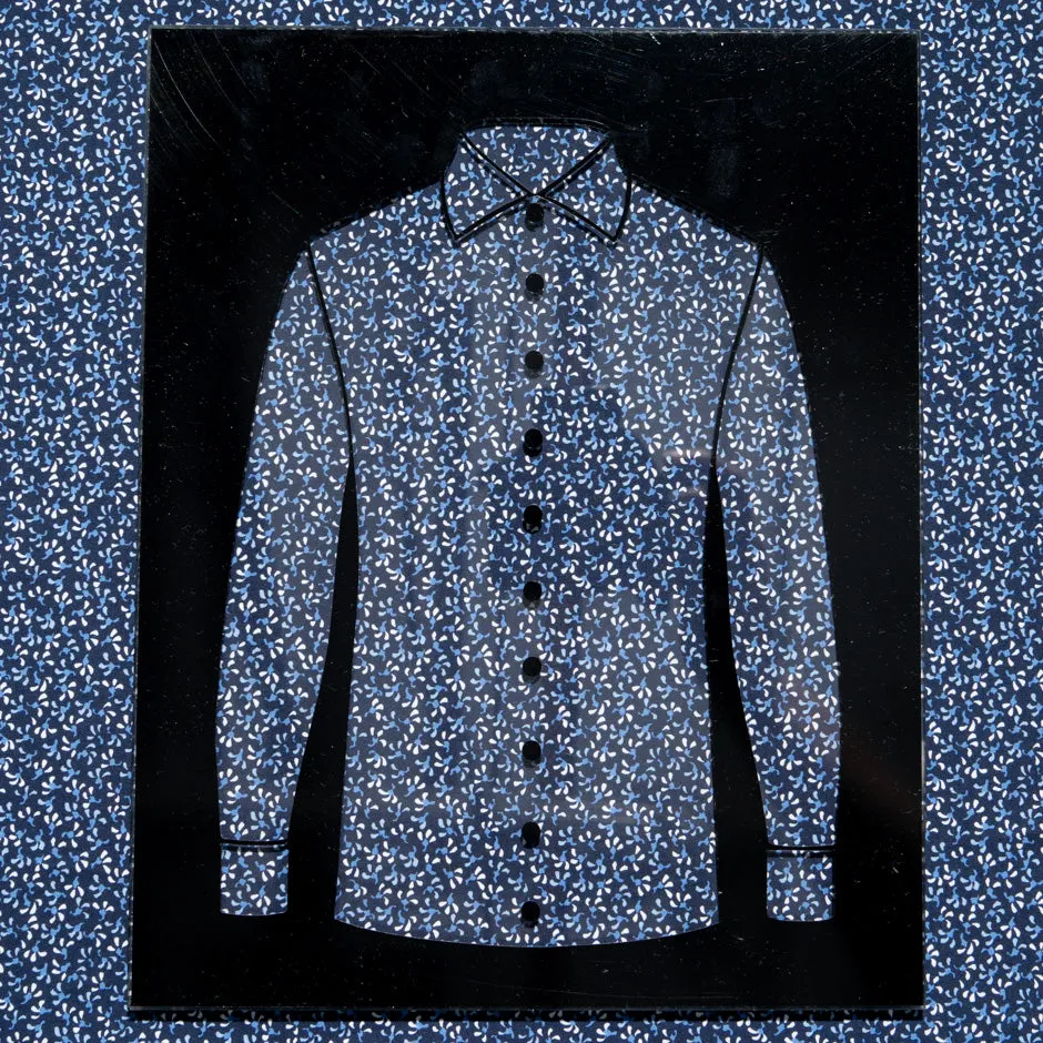 Tiny Floral Printed Blue Pure Cotton Shirting