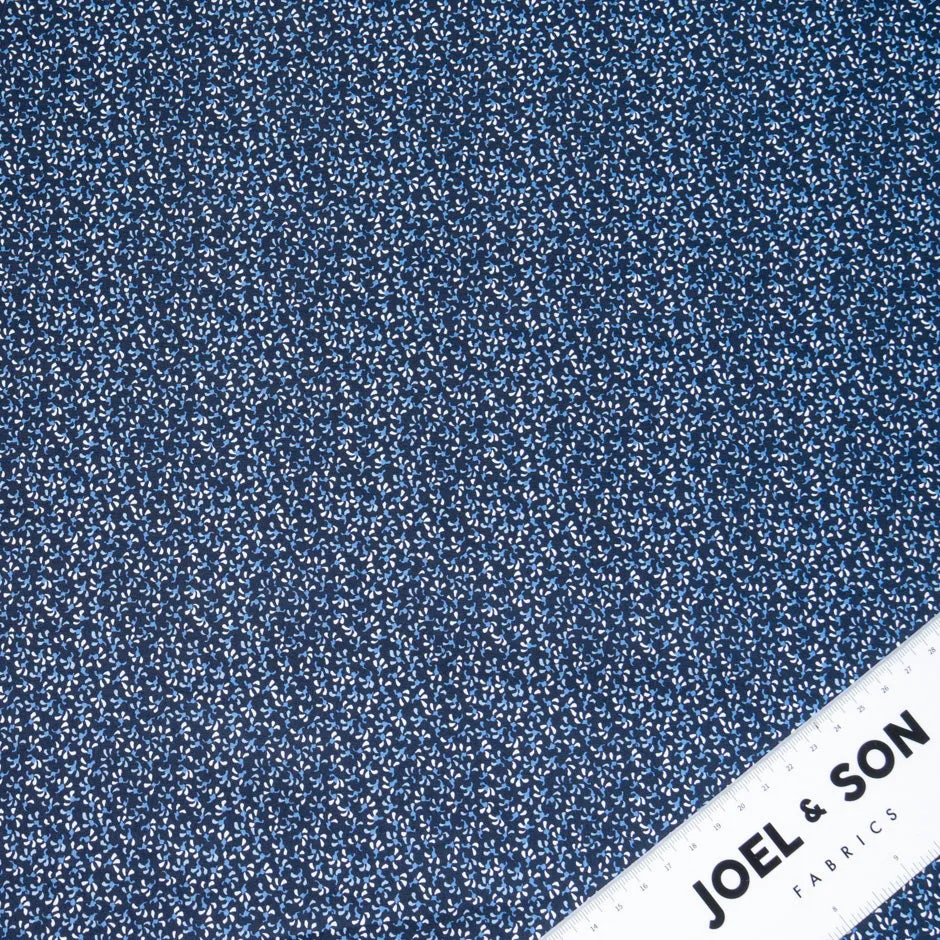 Tiny Floral Printed Blue Pure Cotton Shirting