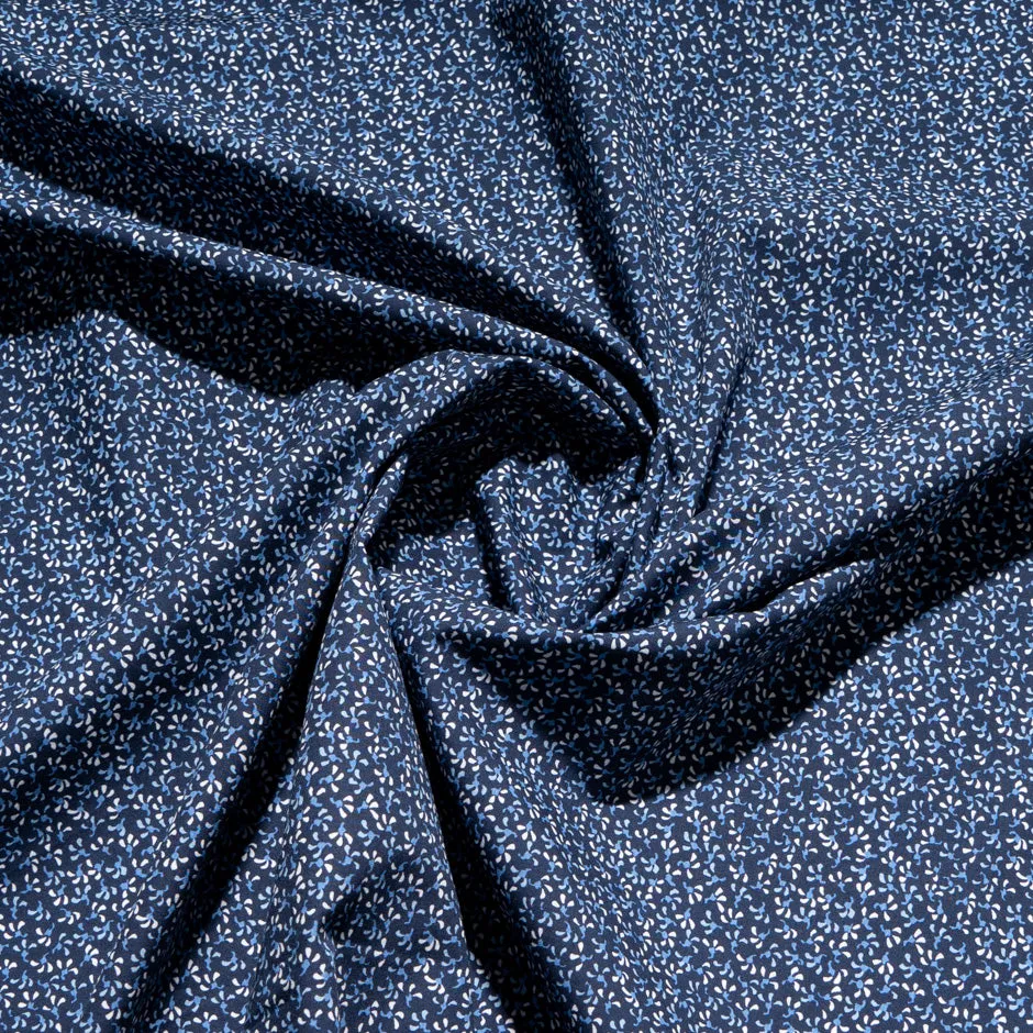 Tiny Floral Printed Blue Pure Cotton Shirting