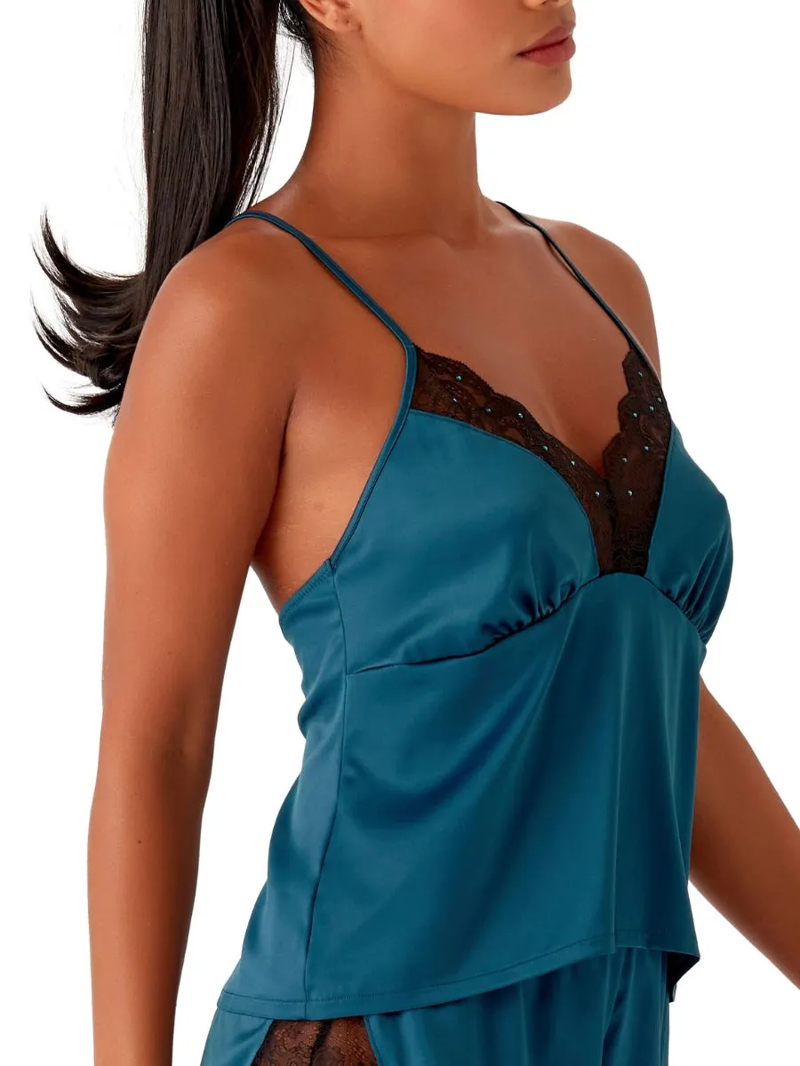 VIP Confession Cami Top - Black/Teal