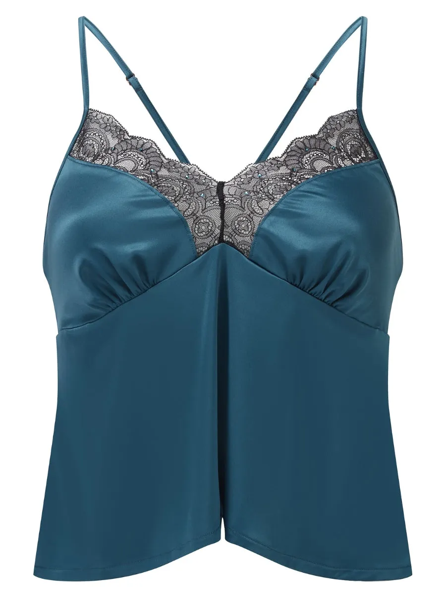 VIP Confession Cami Top - Black/Teal