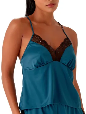 VIP Confession Cami Top - Black/Teal