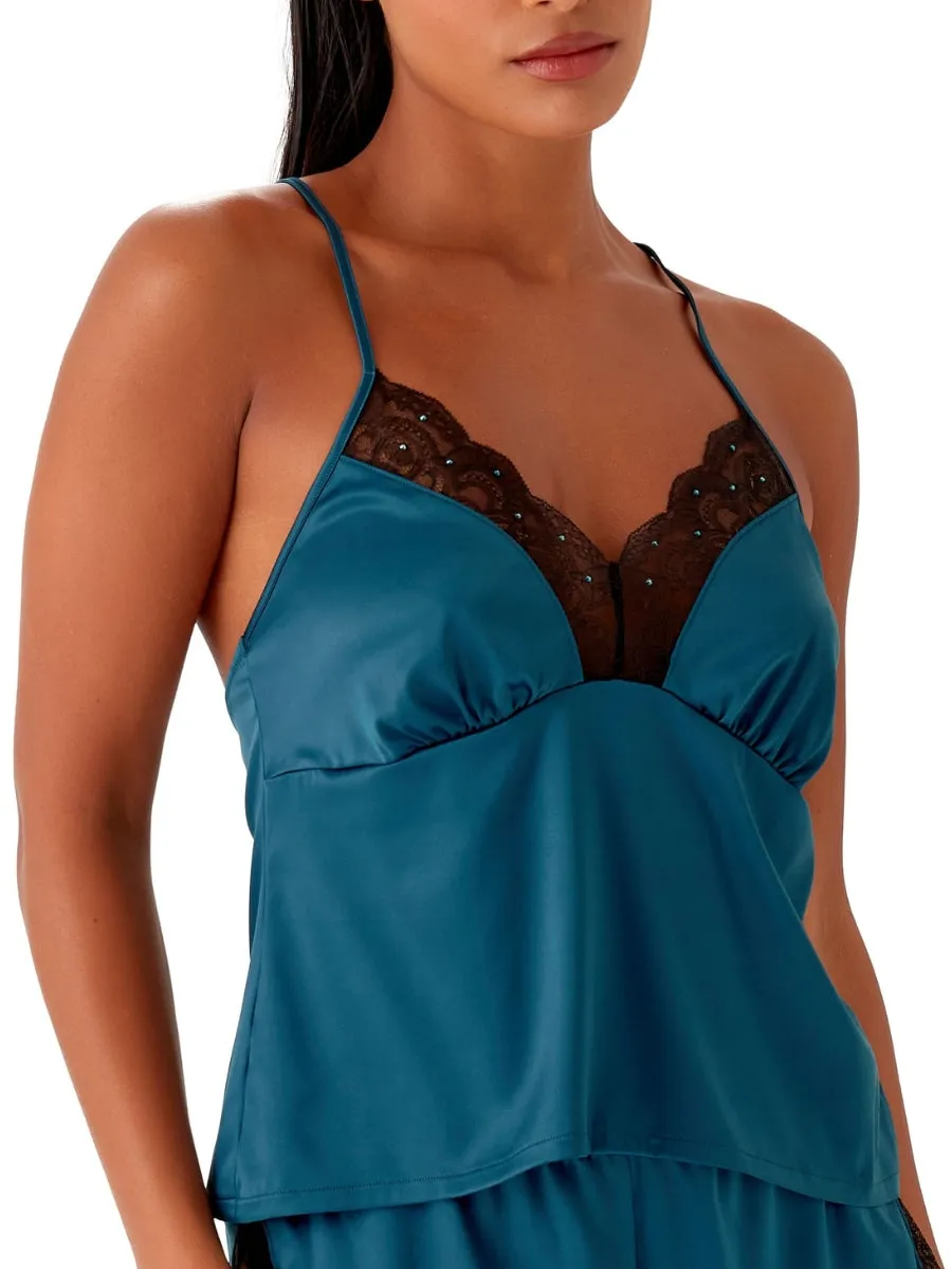 VIP Confession Cami Top - Black/Teal