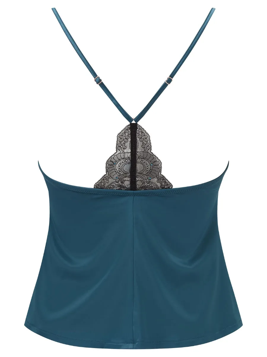 VIP Confession Cami Top - Black/Teal