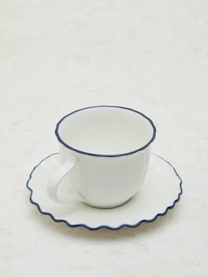 Westside Home Blue Frill Design Tea Cup and Saucer Set