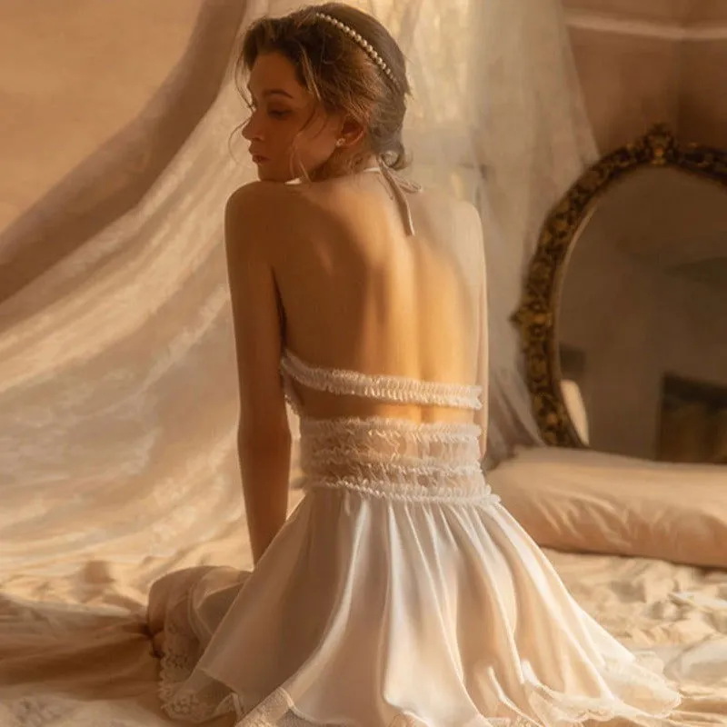 White Sexy Ice See through Nightgown