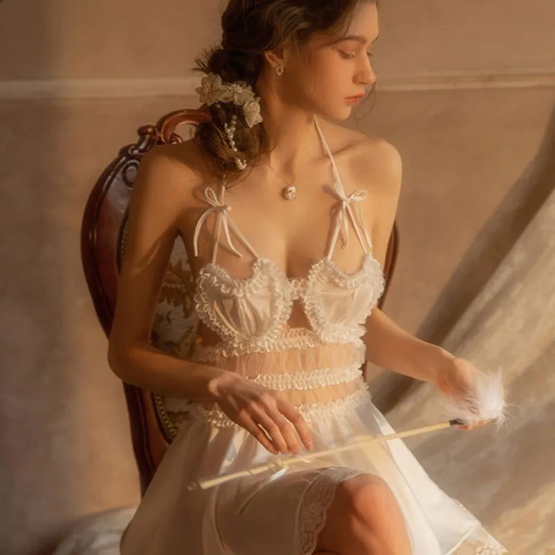 White Sexy Ice See through Nightgown