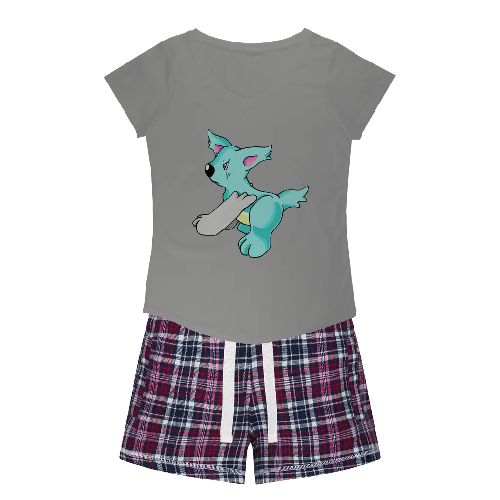 Wolfin Women's Sleepy Tee and Flannel Short