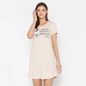 Women Cotton Sleepshirt - Wisper Pink