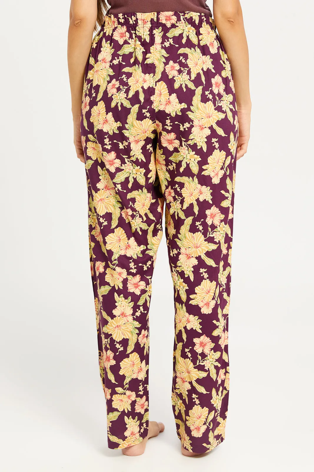 Women Purple Woven Pyjama Bottom