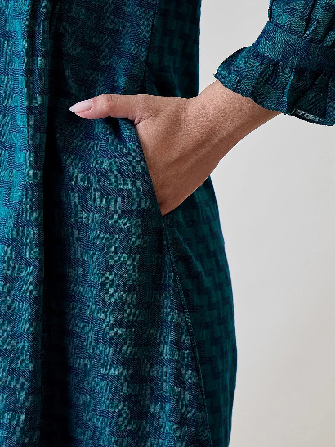 Women's Blue Cotton Solid Plain Nightdress - The Kaftan Company