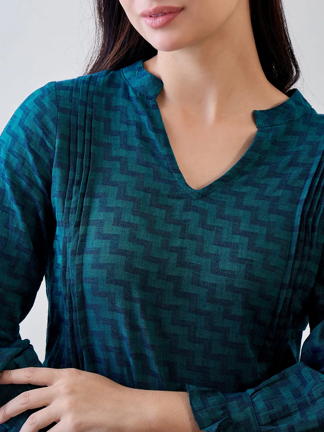 Women's Blue Cotton Solid Plain Nightdress - The Kaftan Company