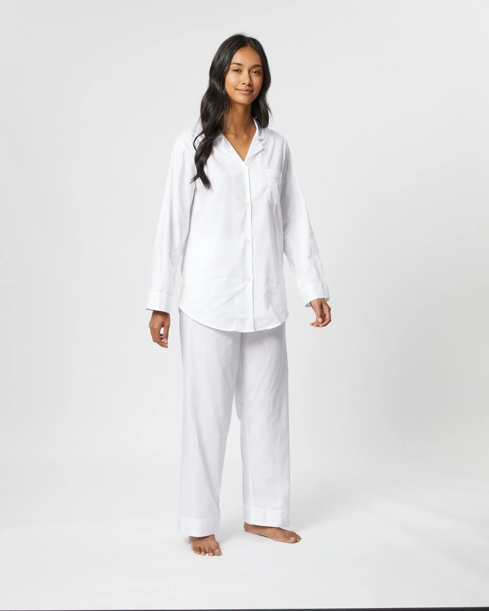 Women's Cotton Jacquard Pyjamas - White
