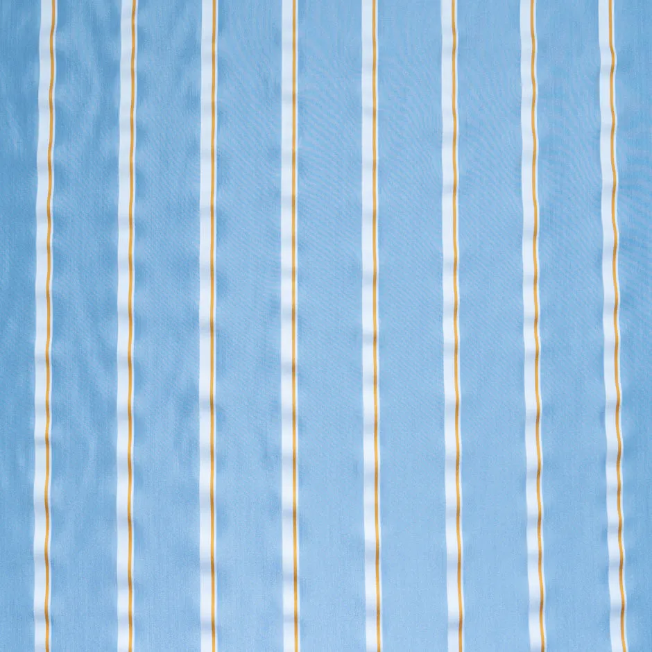 Yellow & White Striped Blue Superfine Silk Blend Shirting